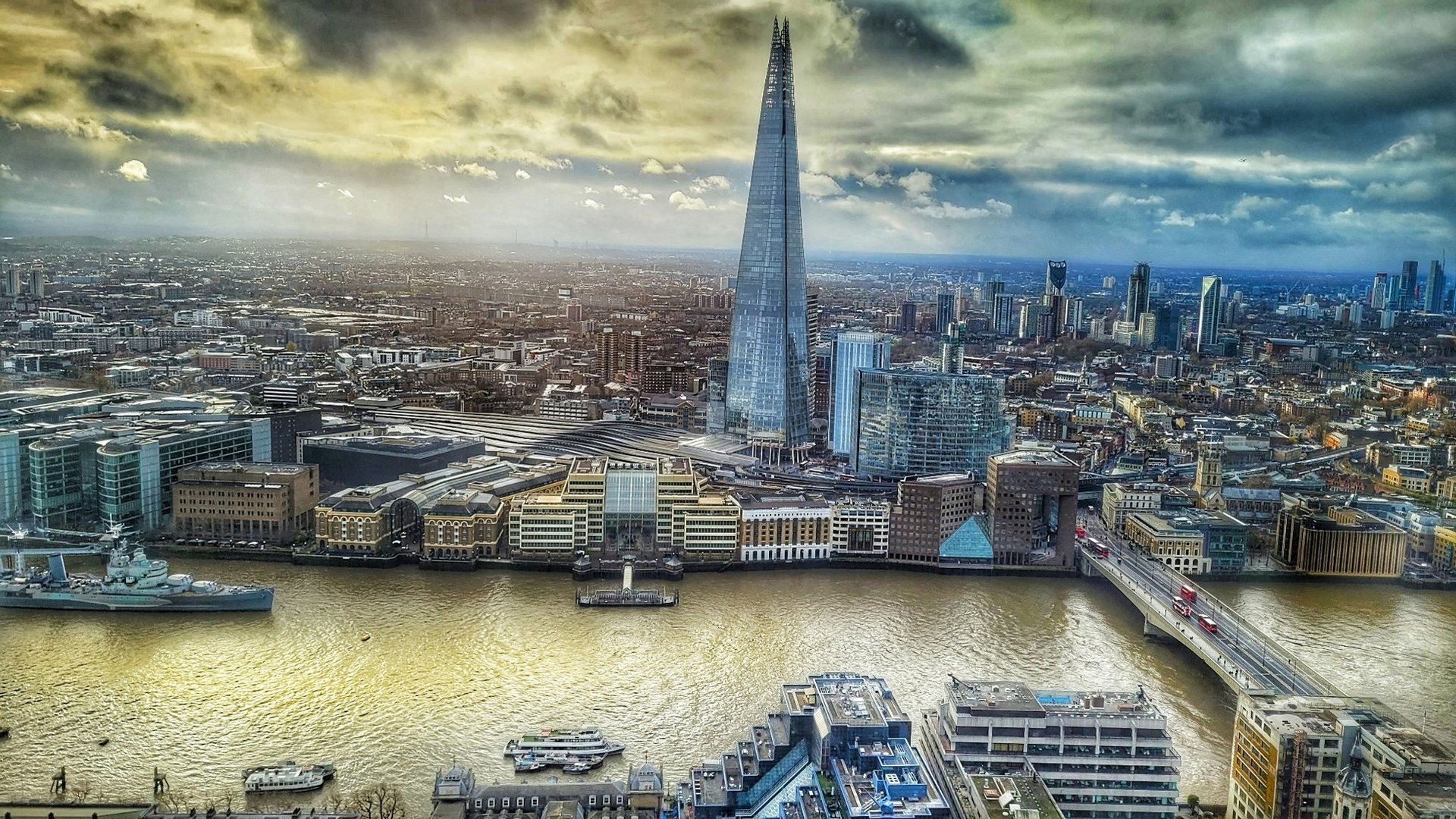 Aerial view of London's financial district